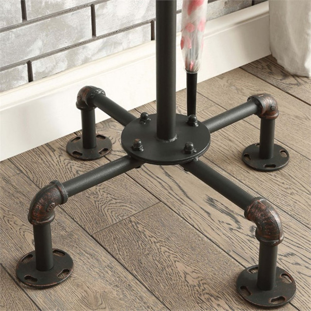 Bowery Hill Modern Metal Coat Rack with Multiple Rungs in Black ...