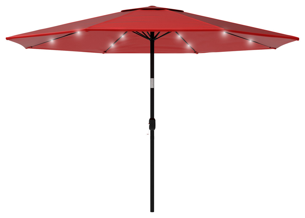 Pure Garden 10' Patio Umbrella With Solar LED Light Contemporary