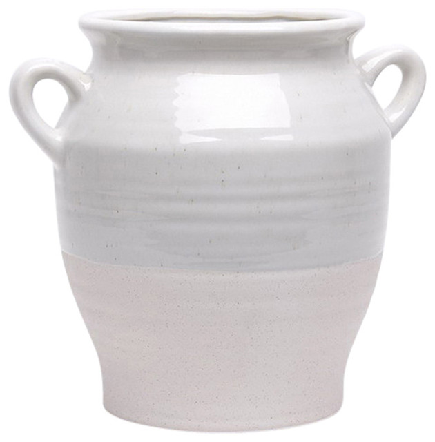 Simplistic Design Ceramic Vase With Handle, White - Transitional - Vases -  by Benzara, Woodland Imprts, The Urban Port | Houzz
