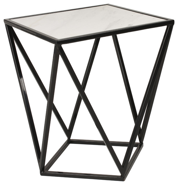 Maia Metal Side Accent Table With Marble Top Transitional Side Tables And End Tables By Uniek Inc