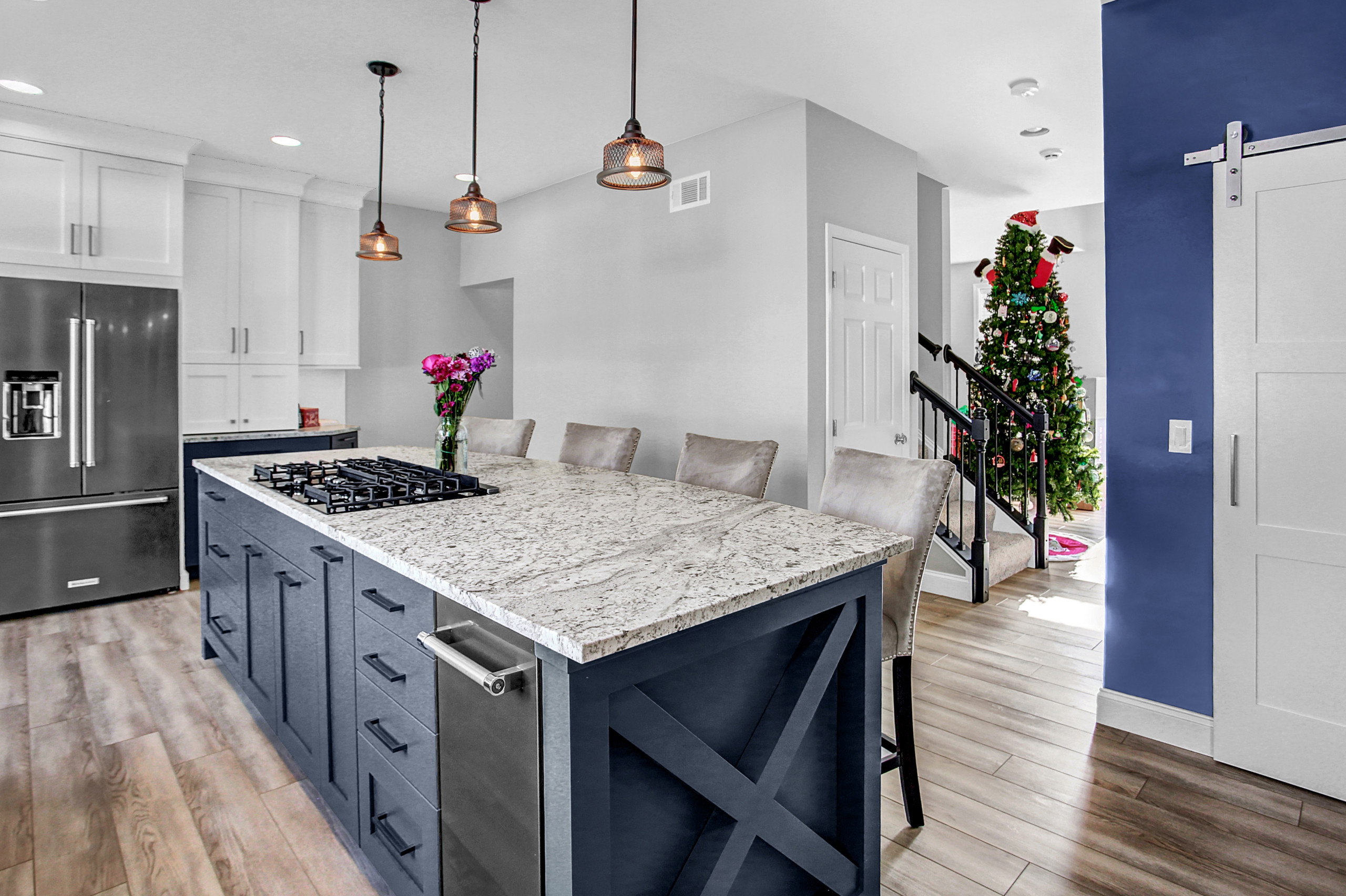 Blue & White Transitional Kitchen Remodel