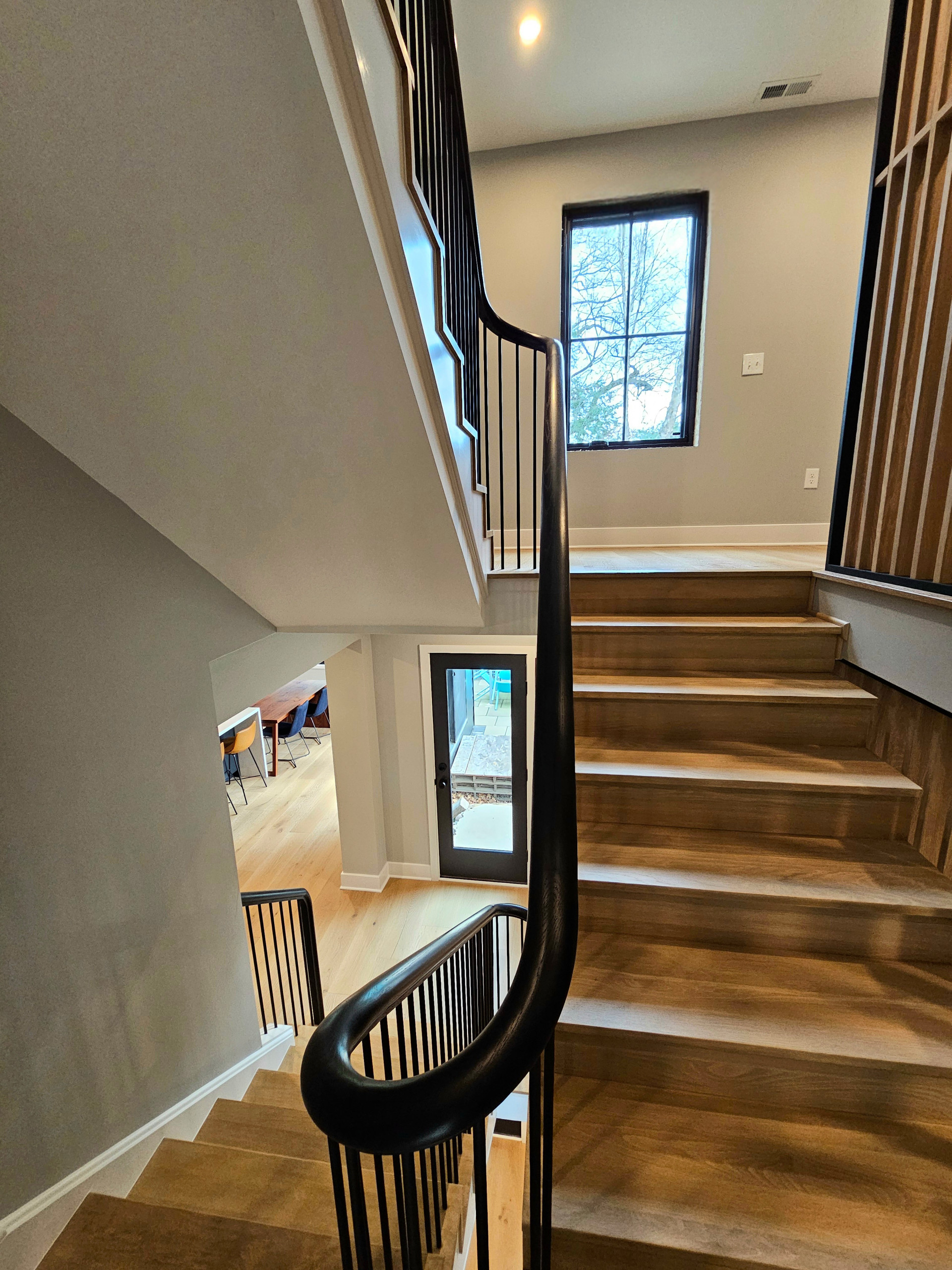 115_Stunning Continuous Rail System on 3 Story Floating Stairs; Arlington, VA 22