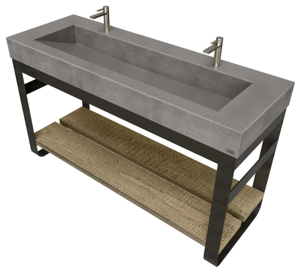 60" Outland Vanity With Concrete Ramp Sink Industrial Bathroom