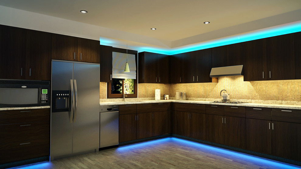 blue led kitchen lights