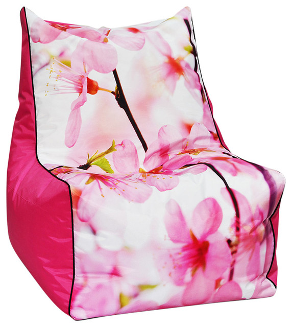 Beanbag Solid Premium, Filled, Floral Pink