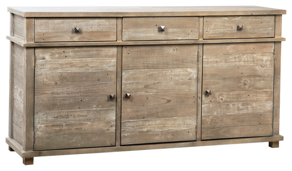 68" Reclaimed Pine Wood Gray Wash Sideboard Farmhouse Buffets And Sideboards by Terra Nova
