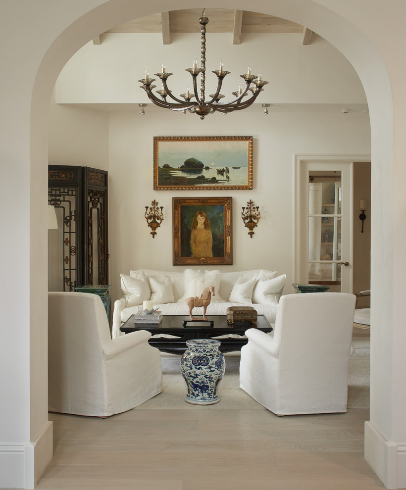 Inspiration for a mediterranean family room in Miami.