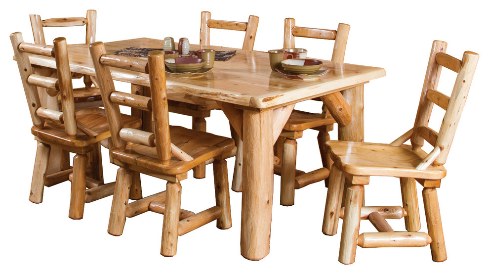 log dining room table set