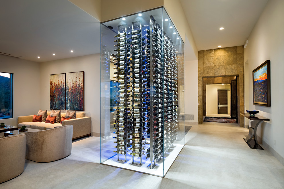 Inspiration for a mid-sized modern wine cellar in Phoenix.