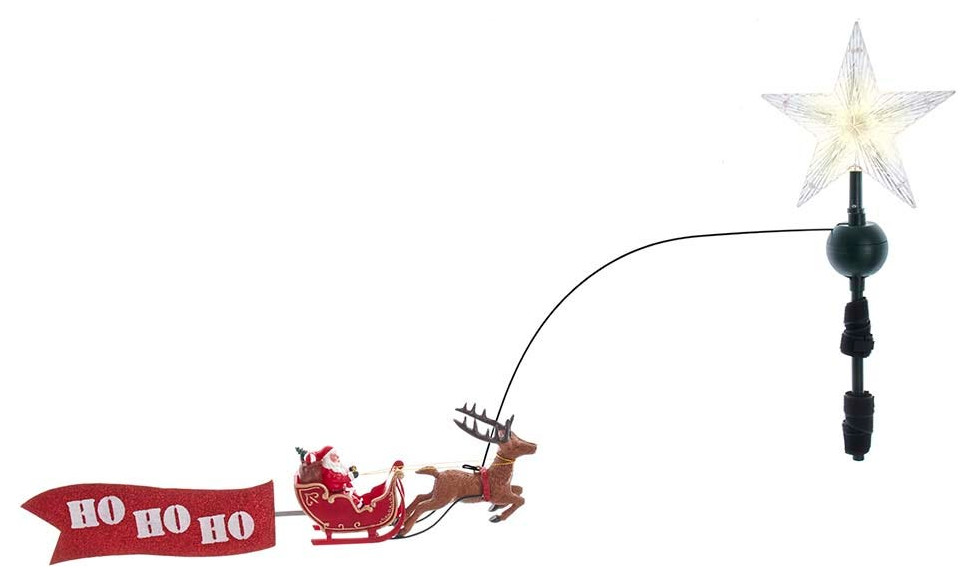 19.7" LED Star Tree Topper, Rotating Santa, 19.7" Christmas Ornaments by Kurt S. Adler, Inc