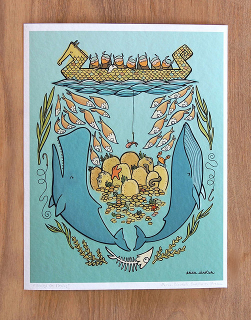 ‘Vikings Go Fishing’ Limited Edition Print by Cuddlefish Press