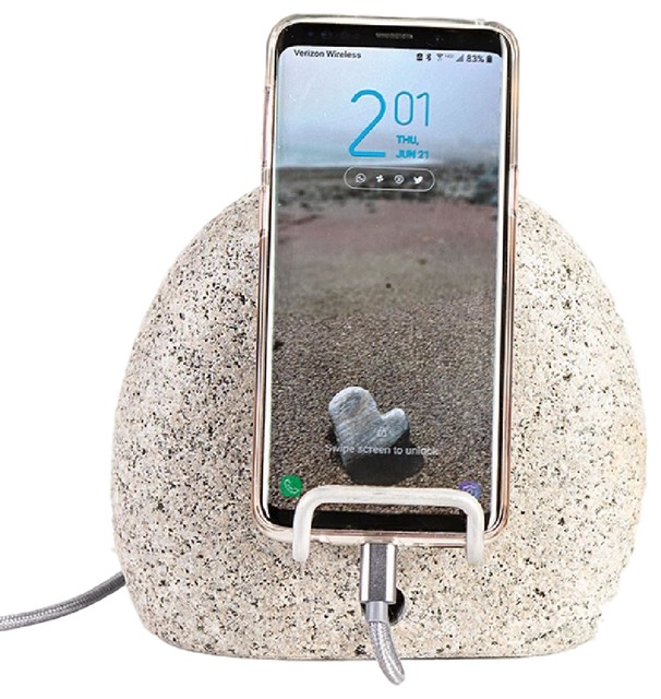 Luxe Rustic Stone Cell Phone Tablet Holder Desk Charging Dock Rock Book Stand