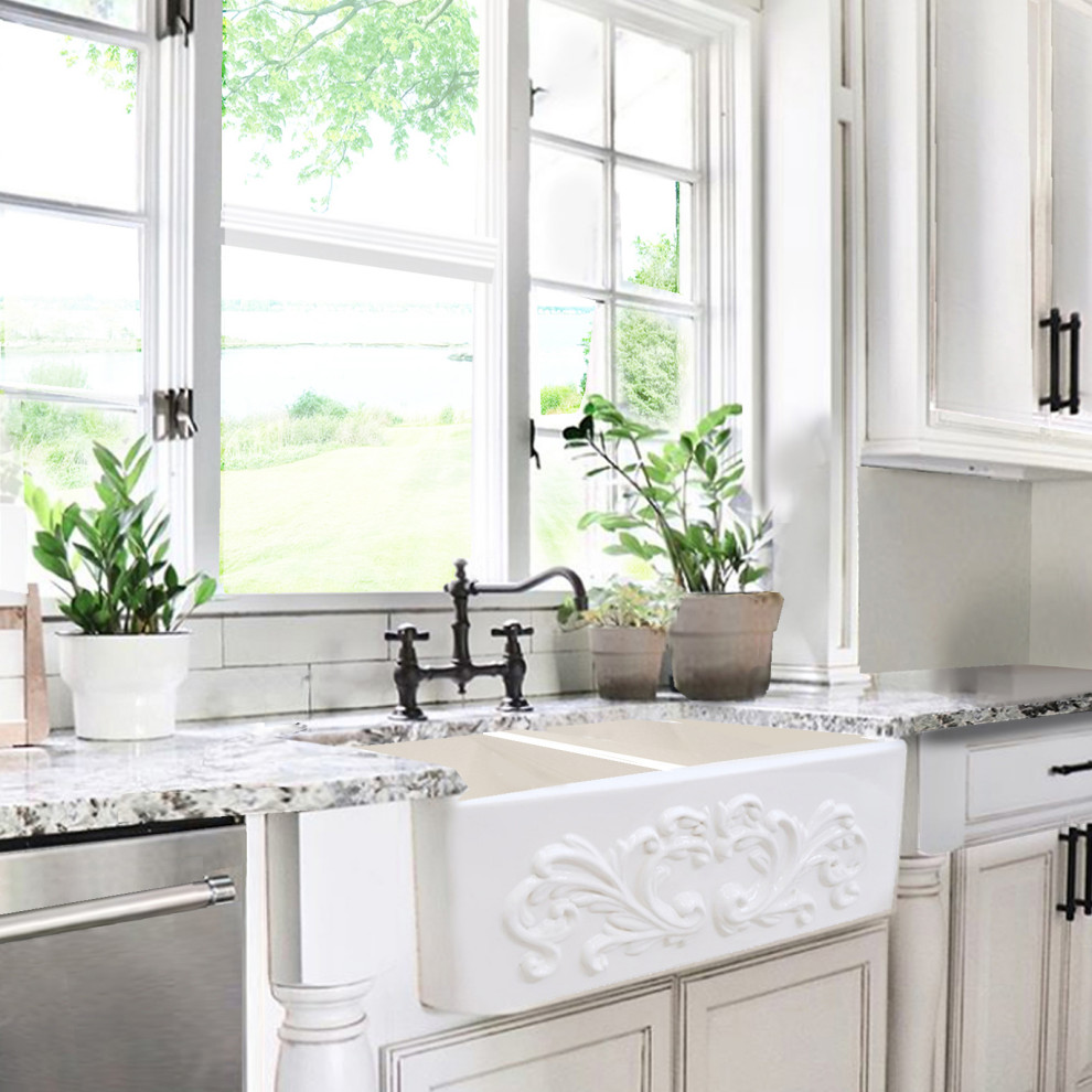 Nantucket Sinks Double Bowl Farmhouse Fireclay Sink with ...