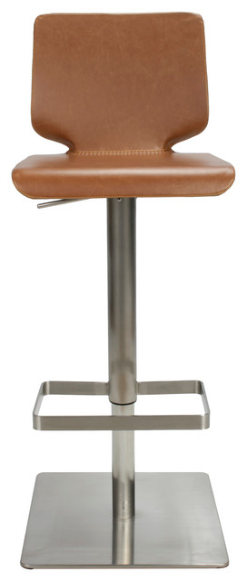 City Antiqued Faux Leather Bar Stool, Tan