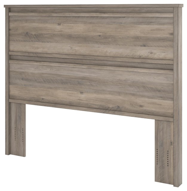 Gable Crest Queen Headboard, Gray Oak Transitional Headboards by
