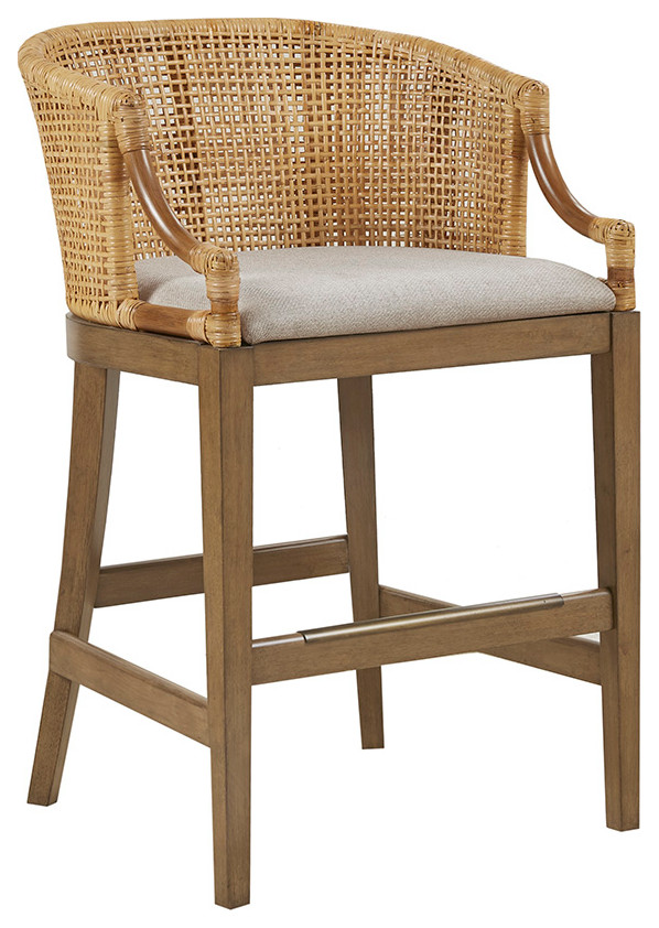 Martha Stewart Playa Handcrafted Rattan Counter Stool 25" H in Natural