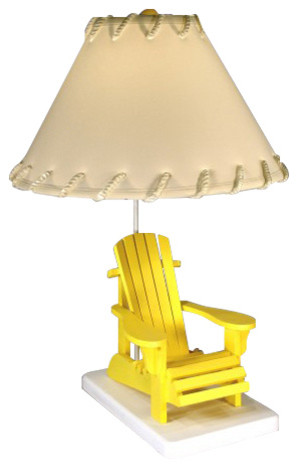 Beach Chair Lamp With Roped Shade Yellow And White