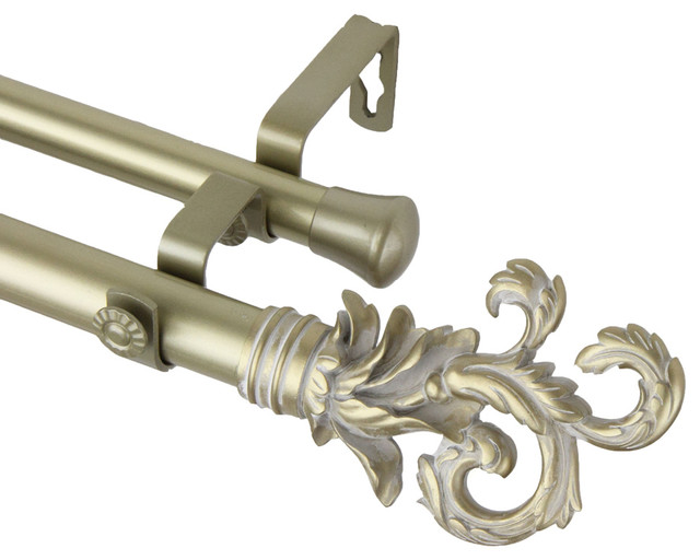 Rod Desyne Home Decorative Plume Double Curtain Rod Light Gold