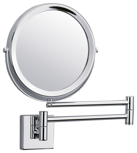 DWBA Wall Mounted 5X Cosmetic Makeup Magnifying 2-Arms Swivel Mirror, Polishe