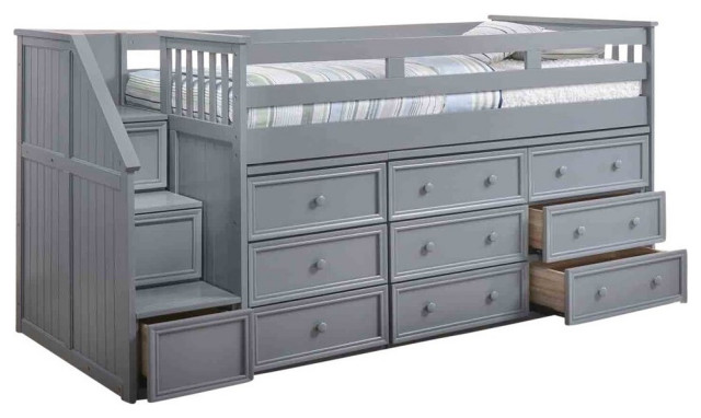 low cabin bed with storage