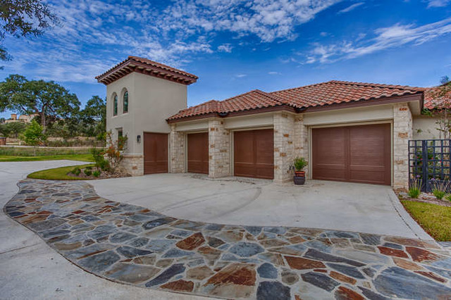 3-Car Garage with cart garage. - Mediterran - Garage ...