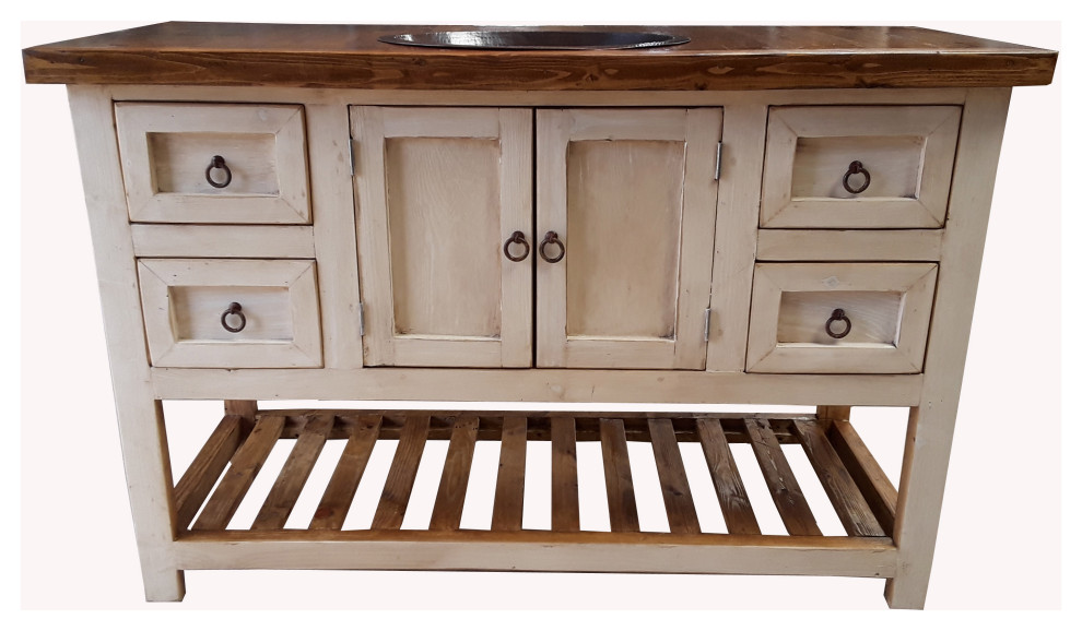 Belmont Rustic Old White Weathered Wood Bathroom Vanity, 36