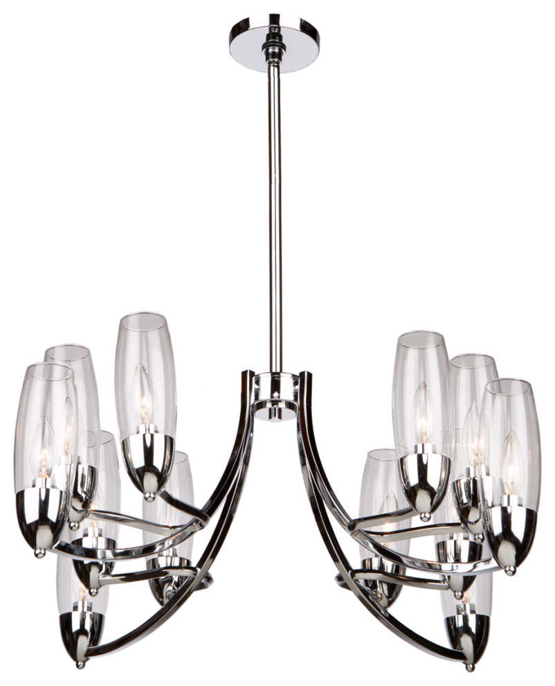 Trilogy Chandelier, Chrome Transitional Chandeliers by LAMPS EXPO