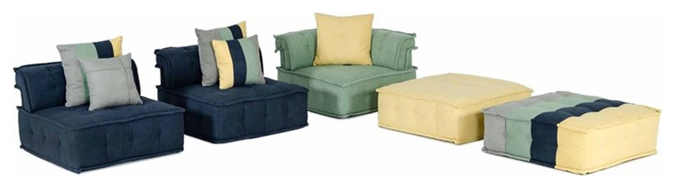Divani Casa Dubai 5-Piece Modern Cotton Modular Sectional Sofa in Multi-Color
