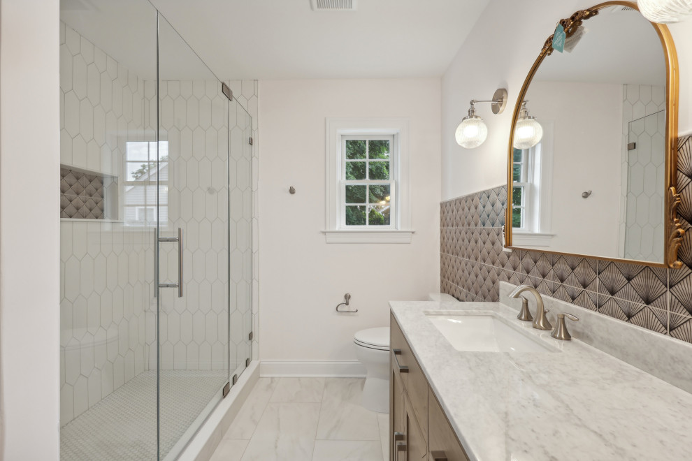 Primary Bath Shower with Picket Tile