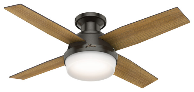 Hunter Fan Company 44 Dempsey Low Profile Bronze Ceiling Fan W Light Remote