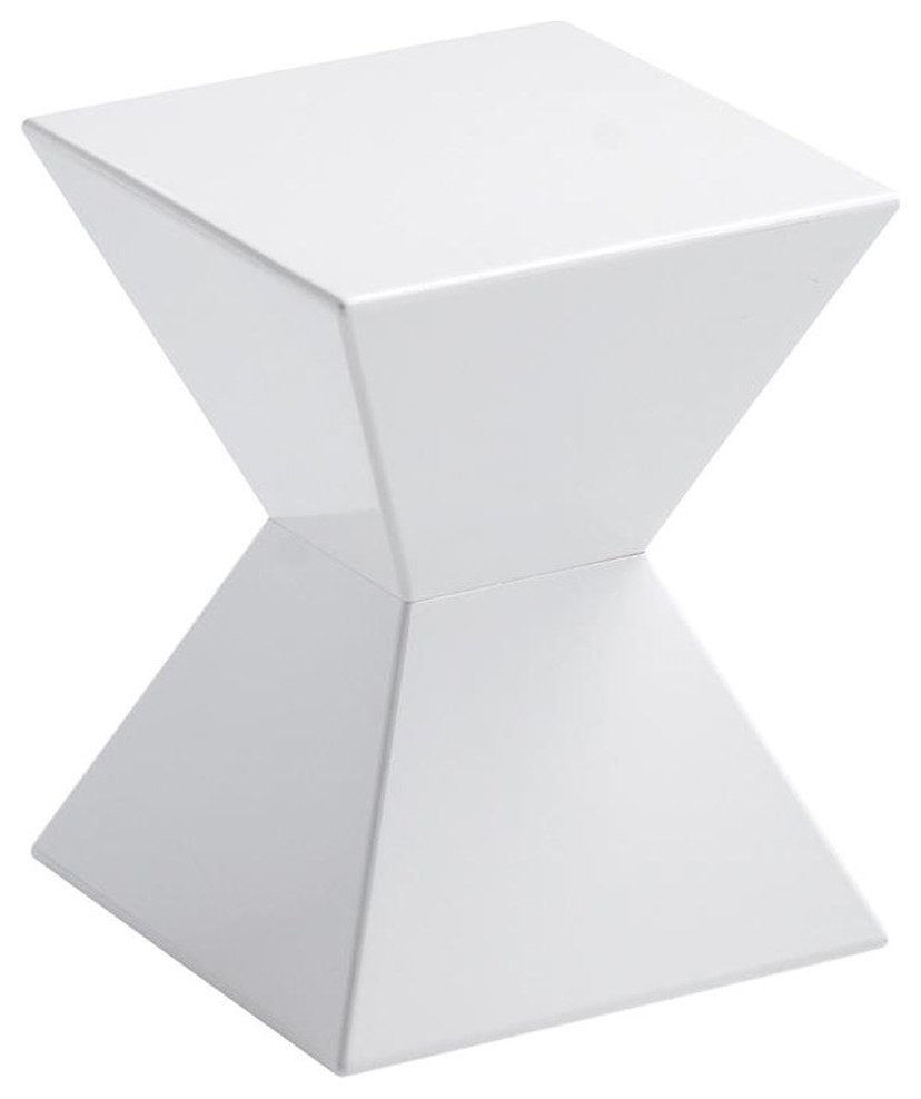 Maklaine 13.5" Modern Fiberglass High Gloss End Table in White