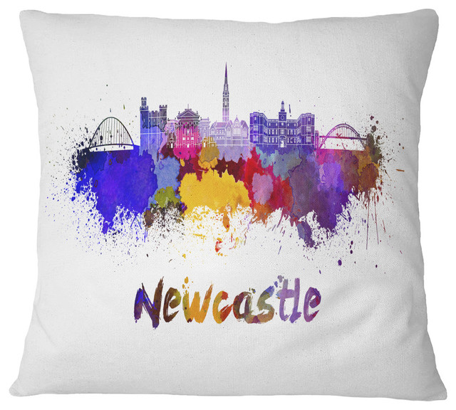 Newcastle Skyline Cityscape Throw Pillow, 18"x18"