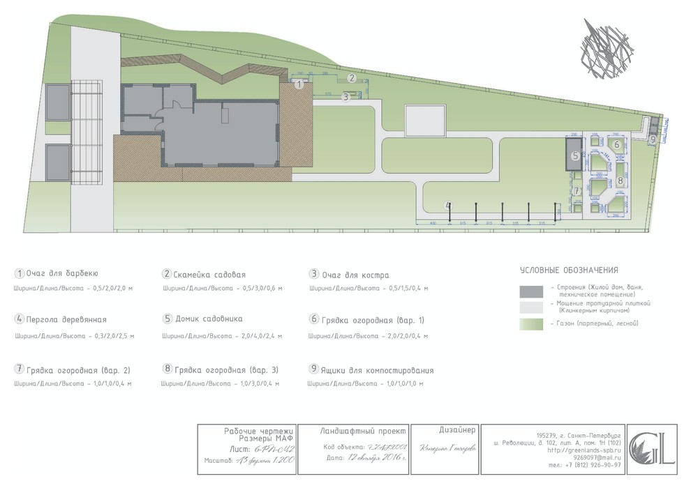 Рабочие чертежи. Размеры МАФ. Александровское
