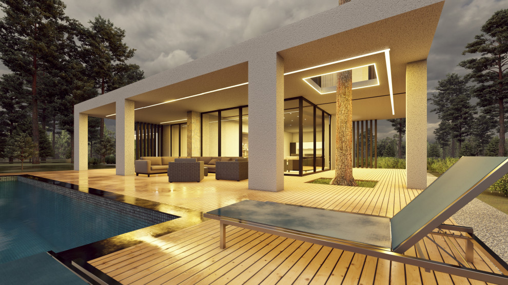 Проект двухэтажного дома в стиле Хайтек 253 кв.м