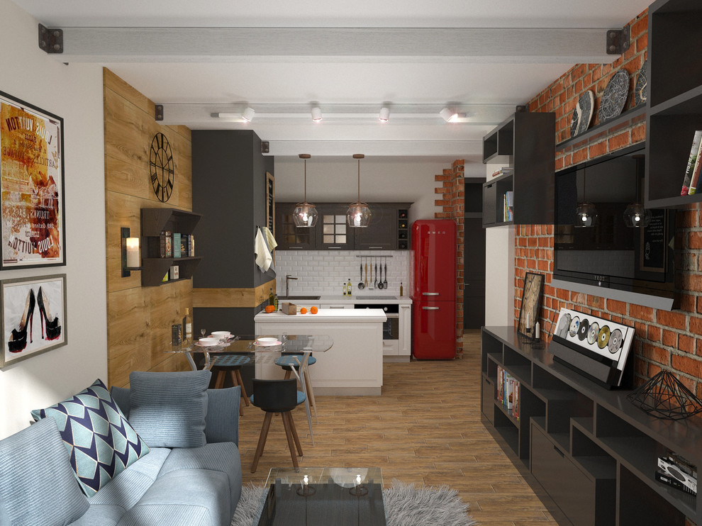 Квартира в стиле домашний лофт для семьи. Коммунарка, Московская обл.