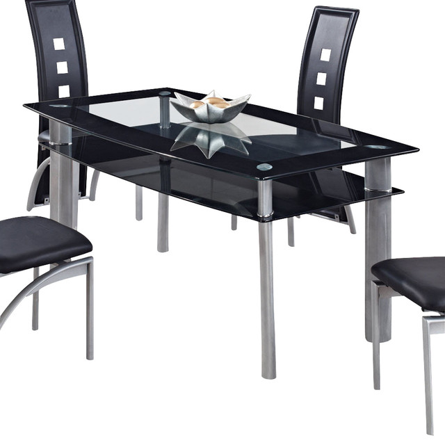 Global Furniture Usa 1058dt Rectangular Black Glass Dining Table