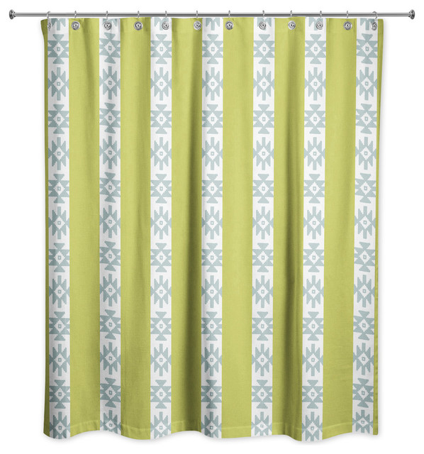 Southwestern Pattern in Green and Blue Shower Curtain