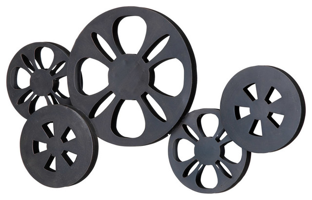 Metal Movie Reel Wall Decor 23 W 12 H Modern Wall Sculptures