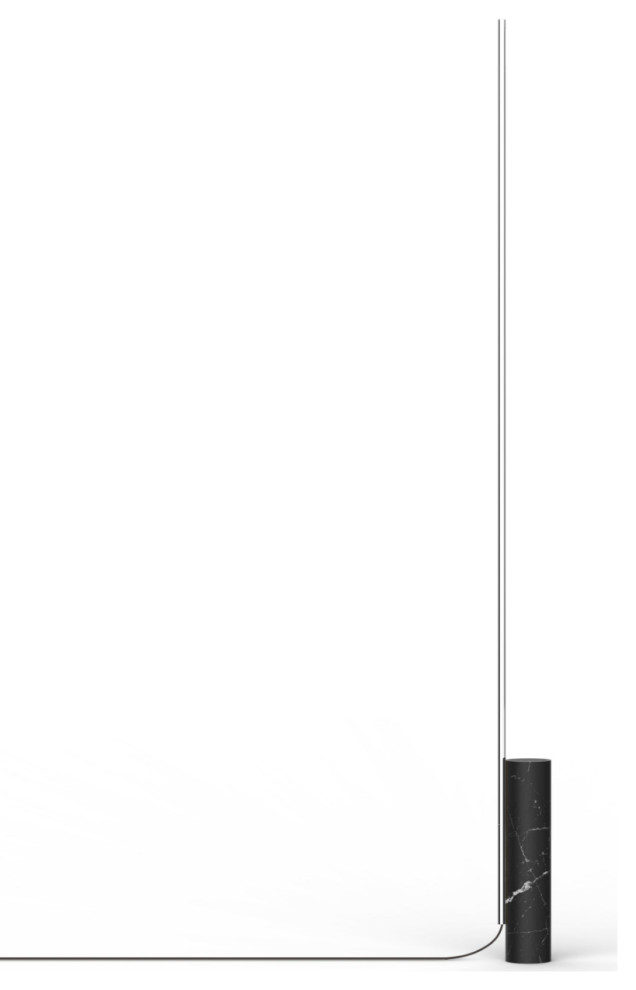 Pablo Designs T.O Pillar of Light Floor Lamp, Marquina Black W/Chrome
