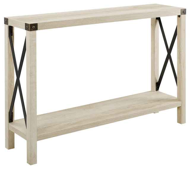 46" Urban Industrial Farmhouse Metalxentry Table, White Oak