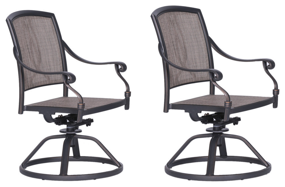 Bellvue Sling Swivel Rocker Patio 2 Chairs With Aluminum Frame Traditional Outdoor Rocking
