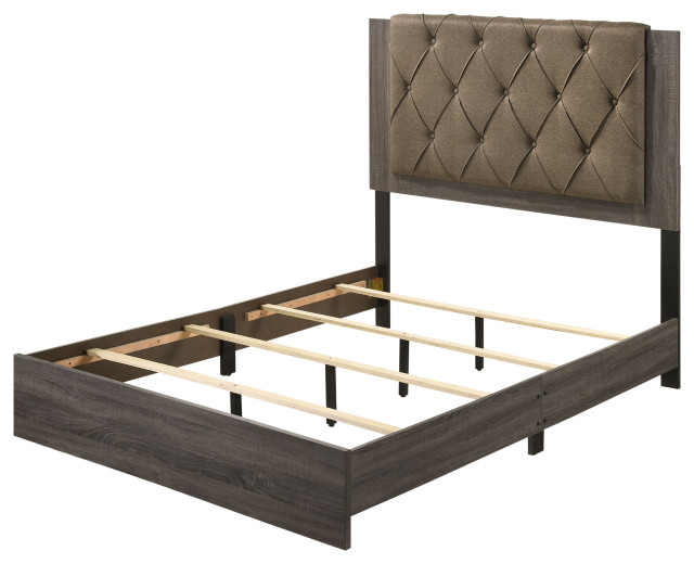 Avantika Bed, Fabric and Rustic Gray Oak - Transitional - Panel Beds ...