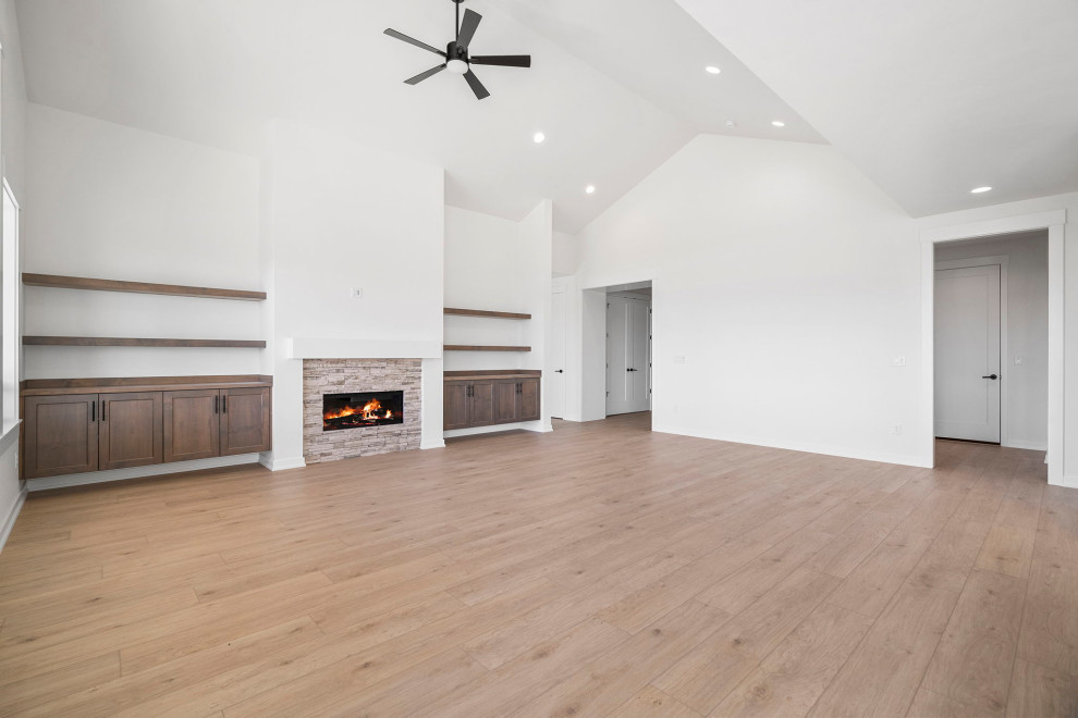 Inspiration for a transitional open concept living room remodel