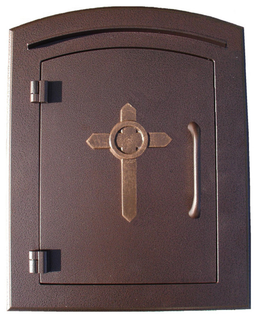 NonLocking Column Mount Mailbox With "Decorative Cross Logo", Antique