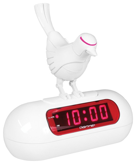 Animated Singing Bird Digital Alarm Clock Electric Timepiece with Red
