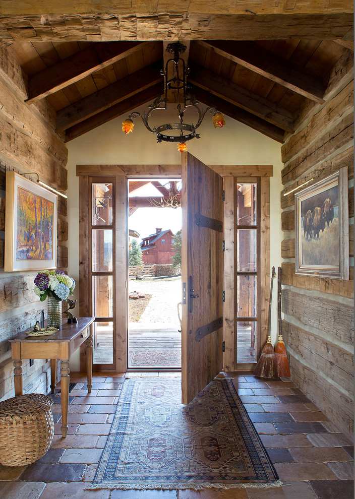 Entryway - rustic entryway idea in Denver