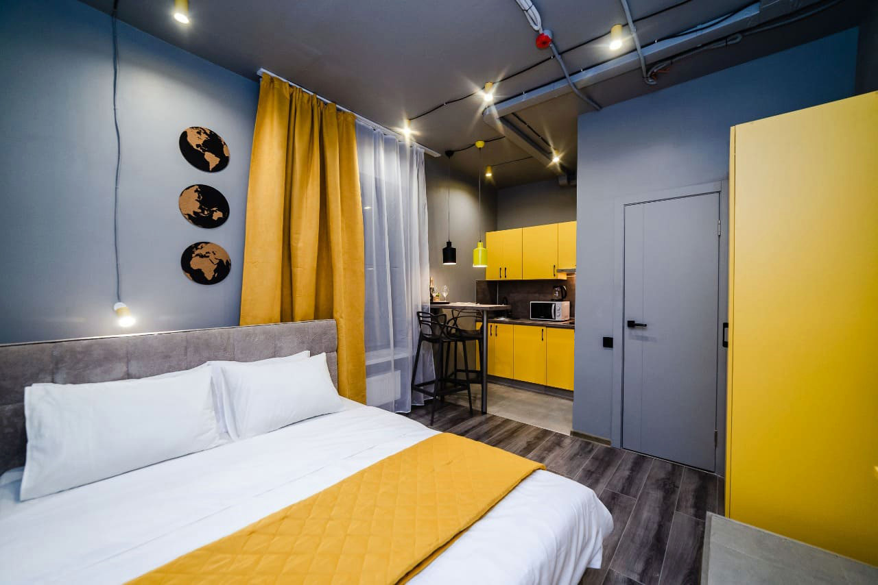 МИНИ Отели ЖК ОТРАЖЕНИЕ желтый + серый