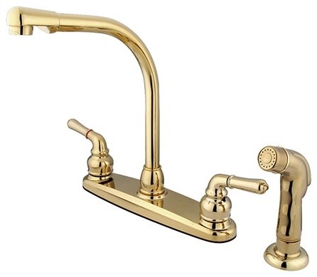 Polished Brass Magellan 8" High Arch Kitchen Faucet With Sprayer KB752SP
