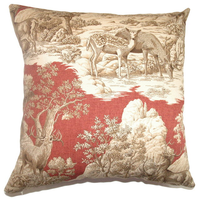 Feramin Toile Floor Pillow Redwood Back