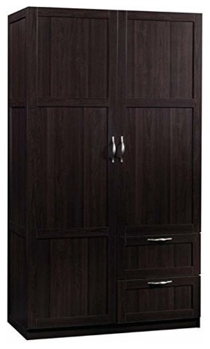 Wardrobe Armoire In Wood With Cinnamon Cherry Finish 2 Drawer And